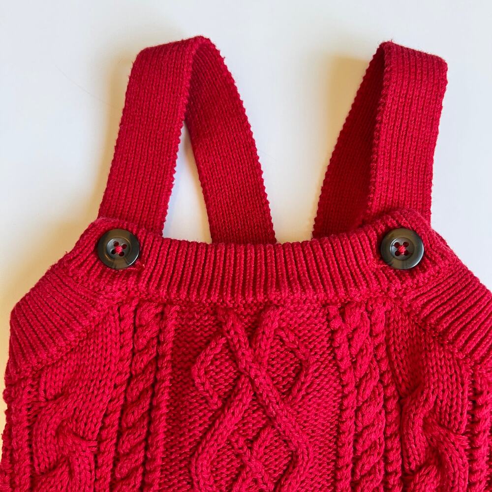 Hanna Andersson Red Baby Knit Overalls 70cm - Picture 5 of 11